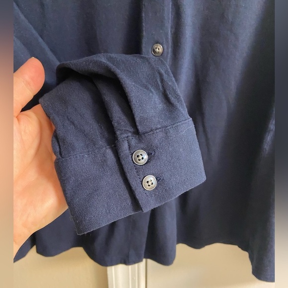 J Jill button front top navy blue long sleeves Medium Petite - Picture 5 of 7
